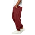 thumbnail image 5 of Men's Baggy Sweatpants Lightweight Fleece Wide Leg Drawstring Sweat Pants,Casual Lounge Joggers with Pockets Slacks Size 2XL Wine, 5 of 6