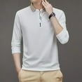 thumbnail image 5 of Men's Long Sleeve Turn-down Collar Waffle T-shirt Business Casual Contrast Line Polo Shirt, 5 of 6