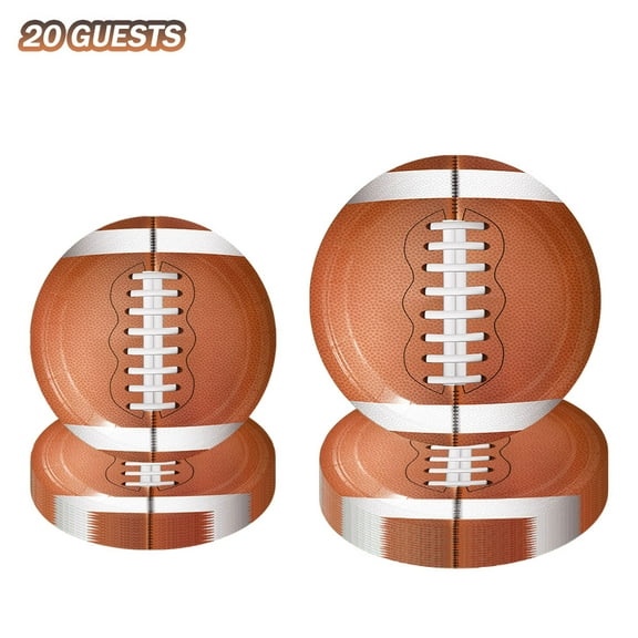 Football Party Supplies Serve 20 Football Plates, Dessert Plates Football Birthday Party Decorations for Super Bowl Party Football Game Tailgate Party