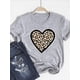 thumbnail image 3 of Camiseta básica para mujer, ropa estampada, camiseta de leopardo, corazón de amor, tendencia, Top bonito de verano, Camiseta estampada de manga corta a la moda, 3 of 5