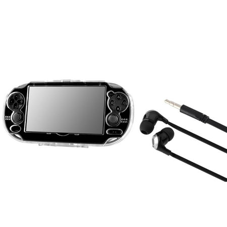 Ps Vita 2001 Case Insten Crystal Clear Transparent Hard Case with Black 3.5mm universal In-ear Headset earphone for Sony PS vita ()
