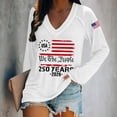 thumbnail image 4 of LEKODE Women's 250 Anniversary V Neck Shirt USA Flag Patriotic 4th of July Graphic Blouse Z1 White 3XL, 4 of 5