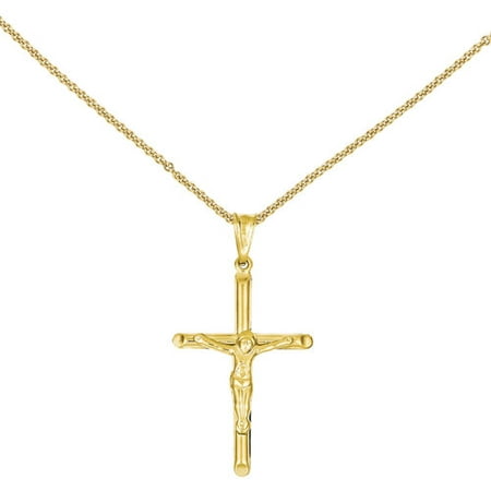 14kt Yellow Gold Polished Hollow Crucifix Pendant