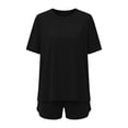 thumbnail image 5 of Two Piece Short Sets for Women Casual Summer Pajama Set Short Sleeve Crew Neck Lounge Matching Set, 5 of 6