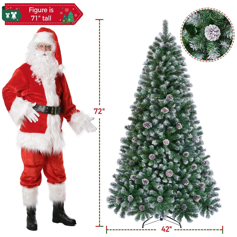 Alden Design 6ft Pre-decorated Frosted Artificial Christmas Tree with Pinecones, Green