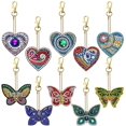thumbnail image 1 of 10 Pieces Diamond Painting Heart Keychain, 5D DIY Full Diamond Painting Keychain, Diamond Painting Keychain, 5D Diamond Painting Butterfly Shape Painting Keychain Pendant, for DIY, 1 of 5