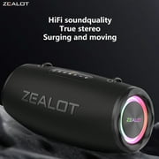 Zealot bluetooth speaker,IPX6 Outdoor speakers waterproof wireless, 80W high volume, deep bass, Bluetooth 5.3, LED light, wireless stereo pairing, 30 hours of playback time, suitable for home/outdoor