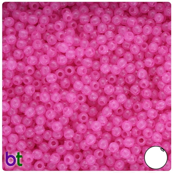 BeadTin Pink Glow 4mm Round Plastic Beads (1000pcs)