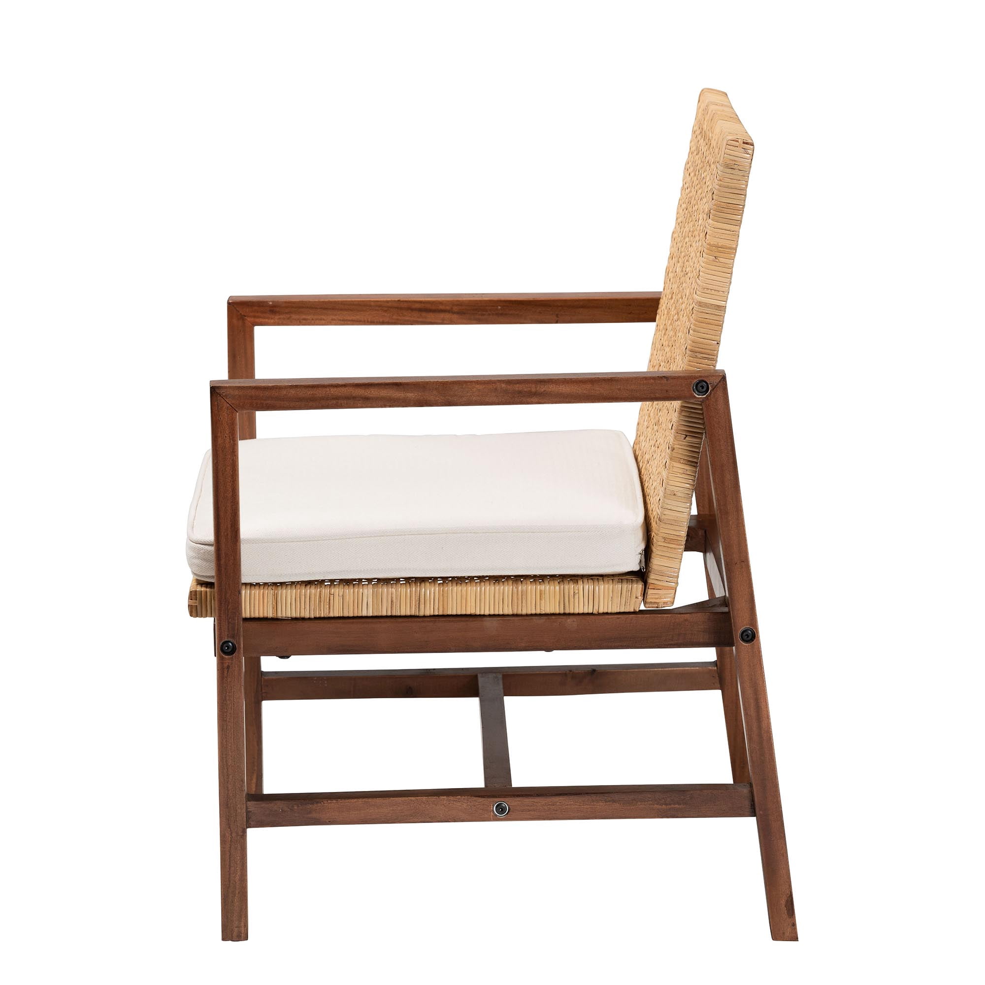 bali & pari Lovina Boho Arm Chair, Handwoven Natural Rattan, Light Honey