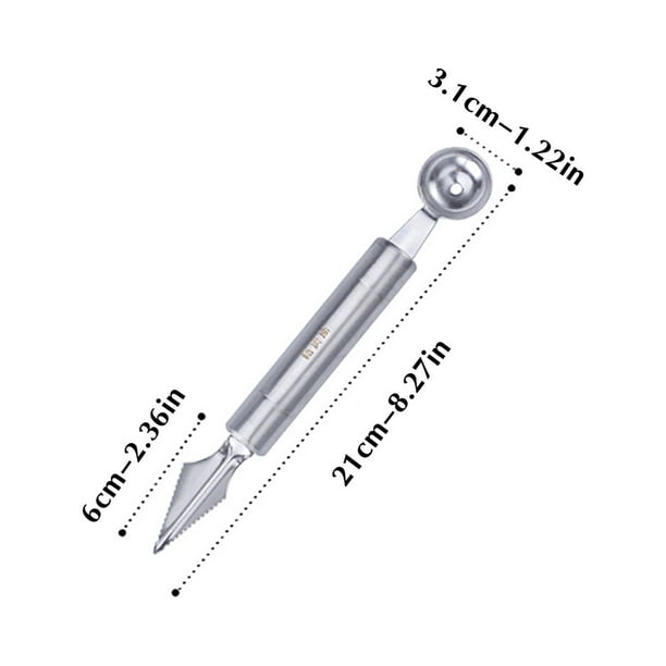 Pisexur Batería de cocina Sacabolas de melón de acero inoxidable, cuchillo para trinchar y decorar frutas, ideal para cortar y sacar sandía, melón y helado. para la cocina del hogar