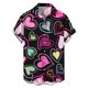 thumbnail image 2 of Camisa con estampado de corazón y amor para hombre, blusa de manga corta abotonada de verano, ropa para el día de San Valentín, vestidos de fiesta sociales, tops, 2 of 5