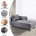 thumbnail image 3 of Youdao Modern Tufted Velvet Chaise Lounge,  Leisure Lounge Chair Sleeper Indoor, Elegant Victorian Vintage Style Tufted Upholstered Sofa Couch with Pillow for Bedroom Living Room, Gray, 3 of 8