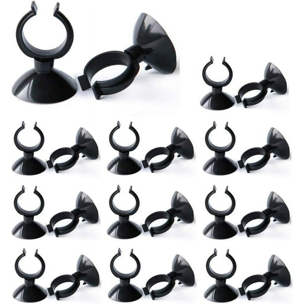 SHAR 25 Pieces Aquarium Suction Cup Holder Tube Holder Black (16*30mm