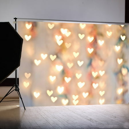 - 7x5FT Heart Love Lighting Photography Vinyl Fabric Backdrop Photo Studio Props Background