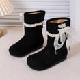 thumbnail image 5 of Girls Mid-Calf Boots Lace Bow Slouch Winter Casual Shoes for Toddler, 5 of 8