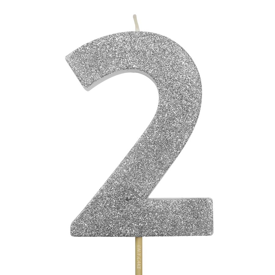 Silver Glitter Number 2 Candle 4" - Walmart.com - Walmart.com