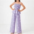 thumbnail image 6 of ZOYOEN Girls Halter Tank Tops and Pants Outfit Sets- Print Casual Cute Kids Summer Clothes Purple Size 8, 6 of 8