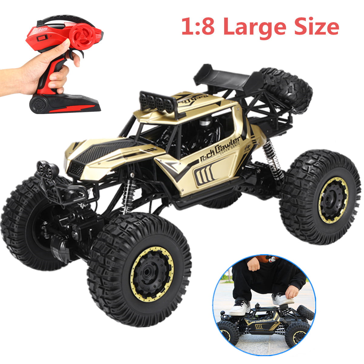 [Large Size 1:8] 4WD RC Car Monster Truck Rock Crawlers 2.4G Radio Remote Control High Speed Off-Road Vehicle Powerful Motor for Kids Gift Toy