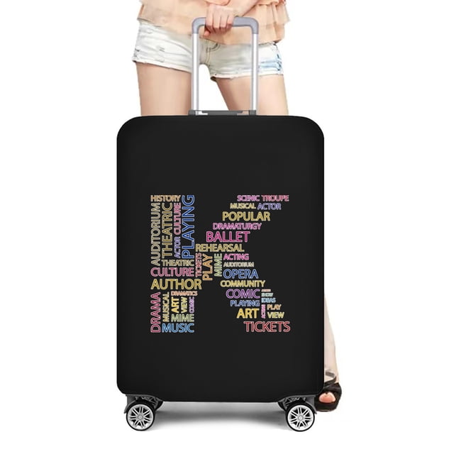 Stretch Luggage Cover Suitcase Covers Text Letter Printed Travel Accessories Printed Dust Cover 18''-28'' Inch Protective Case 8text K S