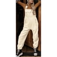 thumbnail image 2 of Chouyatou Womens Fuzzy Fleece Overall Jumpsuits Casual Loose Fit Winter Sherpa Bib Overalls with Pockets, 2 of 5