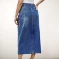 thumbnail image 5 of Women's High Waist Denim Midi Skirt with Front Slit Detail and Faded Wash Finish - Medium, Blue, 5 of 7