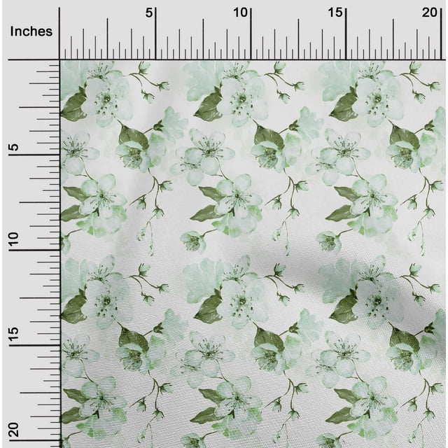 oneOone Cotton Cambric White Fabric Florals Craft Projects Decor Fabric Printed By The Yard 42 Inch Wide-MQY