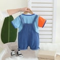 thumbnail image 4 of Teen Boy Clothes Children Kids Boys Unisex Spring Summer Cotton Color Block Print Short Sleeve Sports 18-24 Months 2t 3t 4t 5t 6t Shorts Set Sets Pjs 2 Piece, 4 of 5