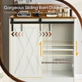 thumbnail image 3 of Magic Union Farmhouse Coffee Bar Cabinet with 6 Hooks,50" Coffee Bar Hutch with Sliding Barn Door,Coffee Bar Table with Adjustable Shelves,Wine Bar Cabinet with Storage for Living Dining Room, White, 3 of 8