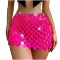 thumbnail image 3 of Jinhomg Party Skirt for Women Sparkly Rainbow Sequin Mini Skirts 2025 Trendy Sheer See Through Bodycon Skirt Shiny Club Night Out Skirts Hot Pink Free Size, 3 of 10
