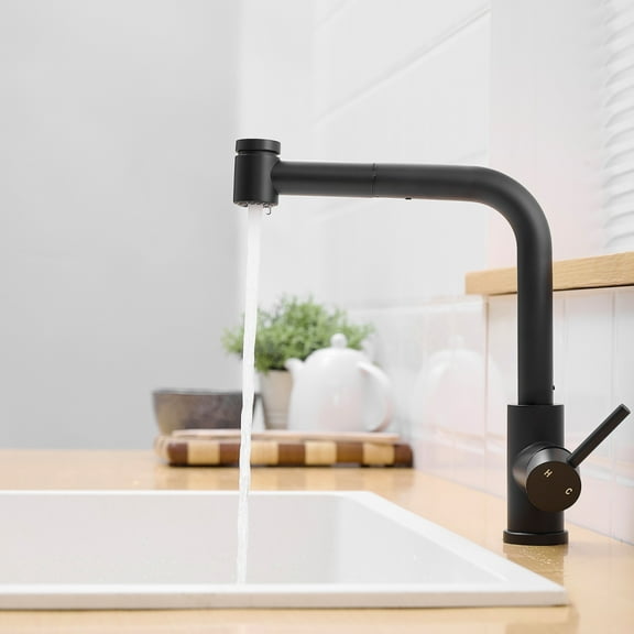 Sink Faucet, Black Kitchen Faucets with Pull out Sprayer, Bathroom Sink Faucets Mini Bar Prep Faucet