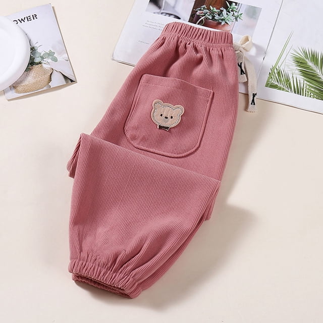 RXIRUCGD Spring Boys And Girls Going Out Casual Pants Long Pants( Pink, Size:10 Years )