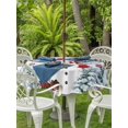 thumbnail image 2 of Outdoor Tablecloth with Umbrella Hole and Zipper, Blue Snowman Christmas Round Table Cloth 54 Inch Waterproof Tablecloth, Xmas Tree Branch Birds Picnic Table Cover for Patio Camping, 2 of 7