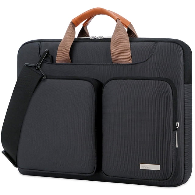 Bolso de hombro para portátil Lacdo 360° con protección de 14 pulgadas, negro