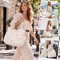 thumbnail image 2 of Gocvo Multiple Pockets Corduroy Bag, Large Tote Bag for Women, Ladies Bag Casual Hobo Handbags(White Black Dots), 2 of 11