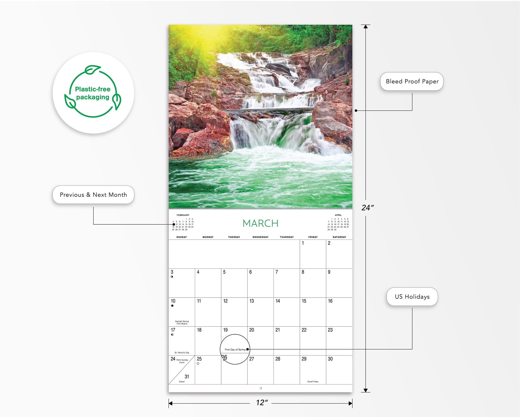 2024-12 Month Hanging Wall Calendar-Four Seasons-12x12 by Dayspring