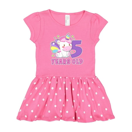 

Inktastic 5 Years Old with Cute Unicorn Birthday Gift Toddler Girl Dress