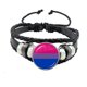 thumbnail image 2 of LGBT Black Weave Leather Bracelet Bi Pride Glass Cabochon Gay Pride Rainbow Flag Photo Bangle Jewelry For Women Men Lovers Gift, 2 of 5