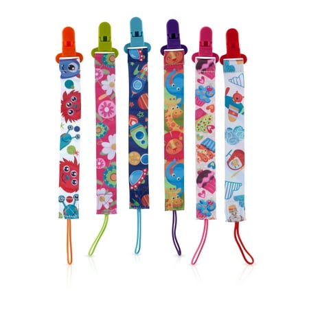 Nuby Fabric Pacifinder Ribbon Clip 2 Pack  Styles May Vary