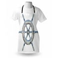 thumbnail image 3 of Nautical Apron Illustration of A Wooden Ship Wheel over White Backdrop Sail Exploring Ocean Theme, Unisex Kitchen Bib Apron with Adjustable Neck for Cooking Baking Gardening, Blue White, by Ambesonne, 3 of 3