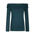thumbnail image 5 of Perfectbot Womens Off Shoulder Tops Long Sleeves Sexy Slim Fit Shirts Casual Soft Gathered Blouse, 5 of 8