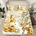 thumbnail image 2 of Castle Fairy Cartoon Snowman Deer Boy Girl 3Pcs Twin Sheet Sets,Merry Christmas Xmas Twin Fitted Sheet,Happy New Year Breathable Flat Sheet,Luxury Bedroom Decor, 2 of 7