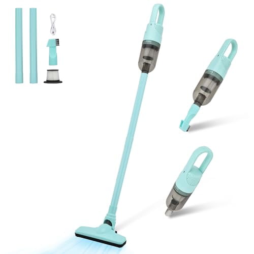 Aspiradora de mano ligera SIPPON 6 en 1 con potente motor de 100 W, miniaspiradora portátil para suelos duros, alfombras y pelo de mascotas (enchufes inalámbricos verdes)