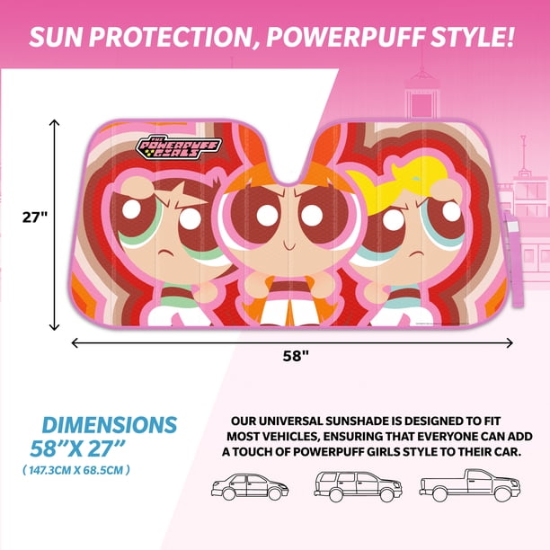 The Powerpuff Girls Car Windshield Sun Shade, Officially Licensed