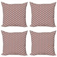 thumbnail image 1 of Geometric Throw Pillow Cushion Case Pack of 4, Continuous Style Floral Ornaments Lattice Illustration Print, Modern Accent Double-Sided Print, 4 Sizes, Burnt Sienna Ivory, by Ambesonne, 1 of 2