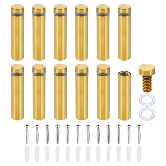 Uxcell 1/2 x 2 Inch Sign Standoff Screws, 12 Set Stainless Steel Wall Standoff, Gold