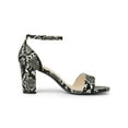 thumbnail image 3 of BLISSFUL STEP Women's Snake Printed Block Heel Ankle Strap Sandals Black Snake 10, 3 of 8