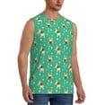 thumbnail image 2 of Easygdp Bulldog Puppy Flower Men's Breathable Tank Tops Sleeveless Sporty T Shirts for Basketball, Mountaineering, Bodybuilding -X-Large, 2 of 8