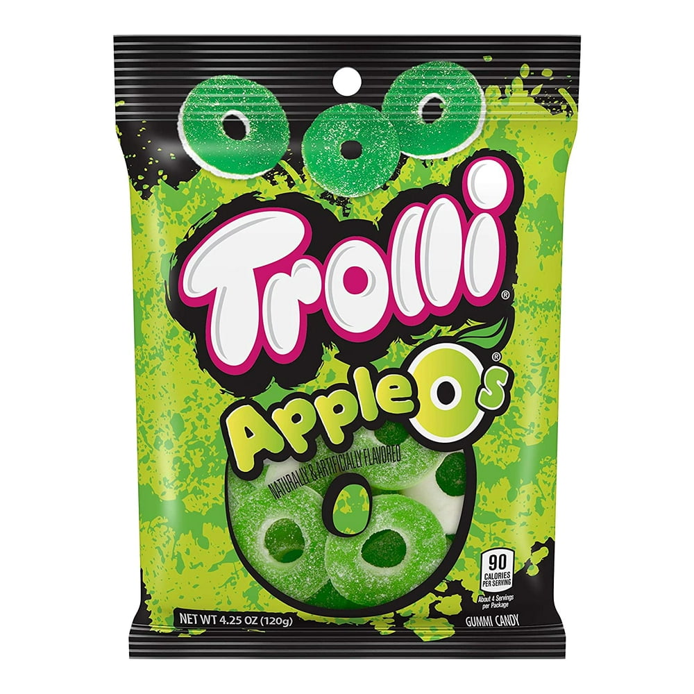 Trolli Apple Os Gummy Rings Candy, 4.25 Ounce Peg Bag (Pack of 12