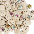 thumbnail image 3 of 100 Uds. Botones de madera con estampado variado de 0,6 pulgadas, botones artesanales DIY, botones redondos decorativos para costura artesanal, 3 of 8