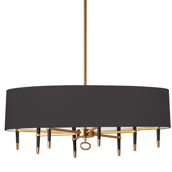 Livex Lighting Langford - Eight Light Pendant, Vintage Bronze Finish with Black Shade